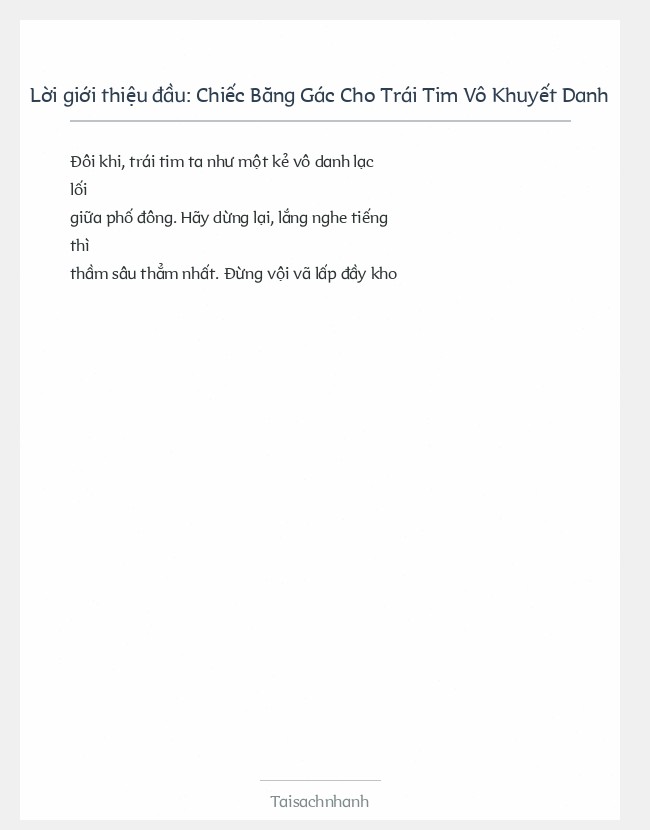 Trích đoạn Chiếc Băng Gác Cho Trái Tim Vô Khuyết Danh