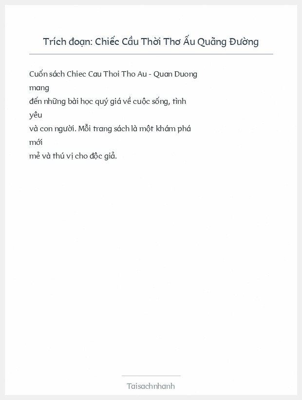 Trích đoạn Chiếc Cầu Thời Thơ Ấu Quãng Đường