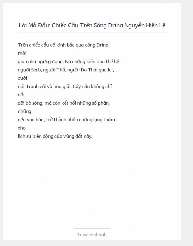 Trích đoạn Chiếc Cầu Trên Sông Drina Nguyễn Hiến Lê