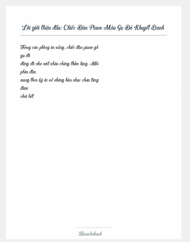 Trích đoạn Chiếc Đàn Piano Màu Gụ Đỏ Khuyết Danh
