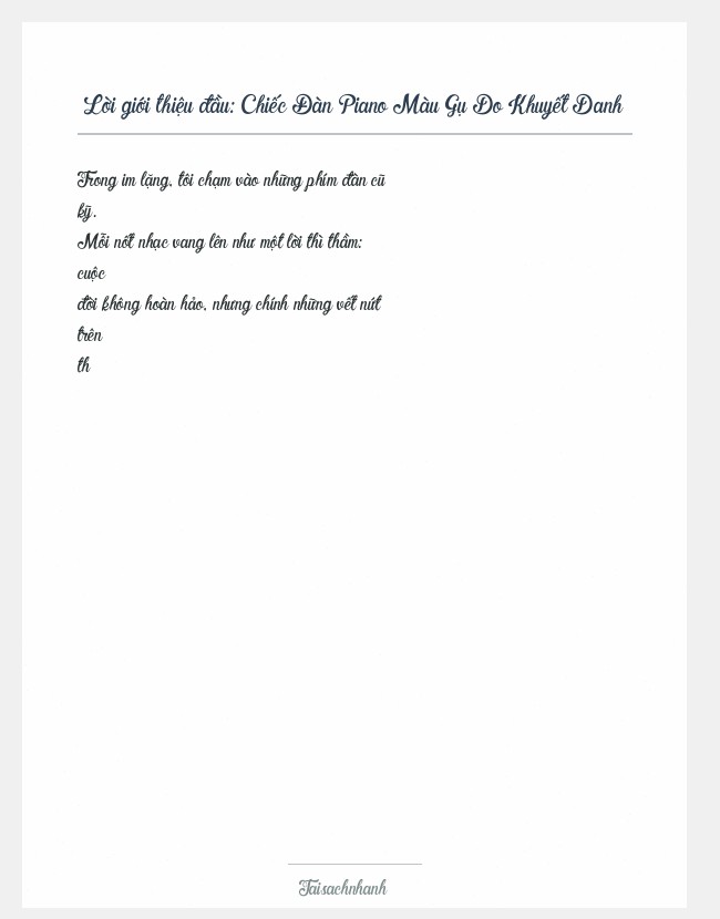 Trích đoạn Chiếc Đàn Piano Màu Gụ Do Khuyết Danh