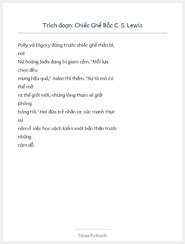 Trích đoạn Chiếc Ghế Bắc C. S. Lewis