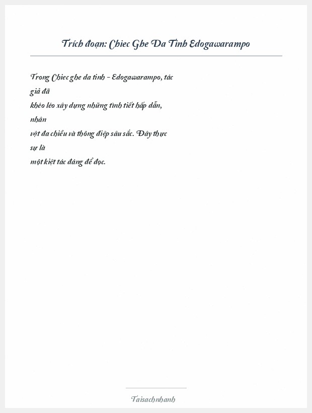 Trích đoạn Chiec Ghe Da Tinh Edogawarampo