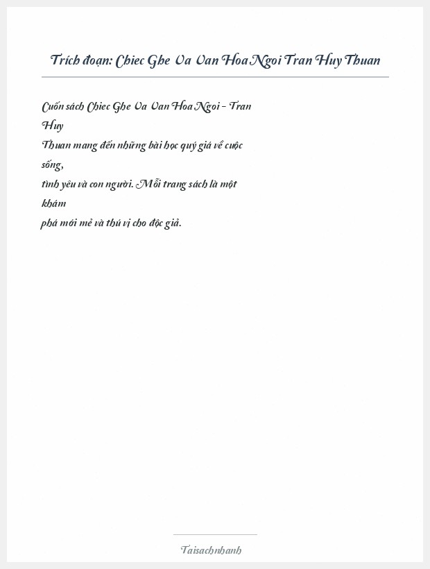 Trích đoạn Chiec Ghe Va Van Hoa Ngoi Tran Huy Thuan