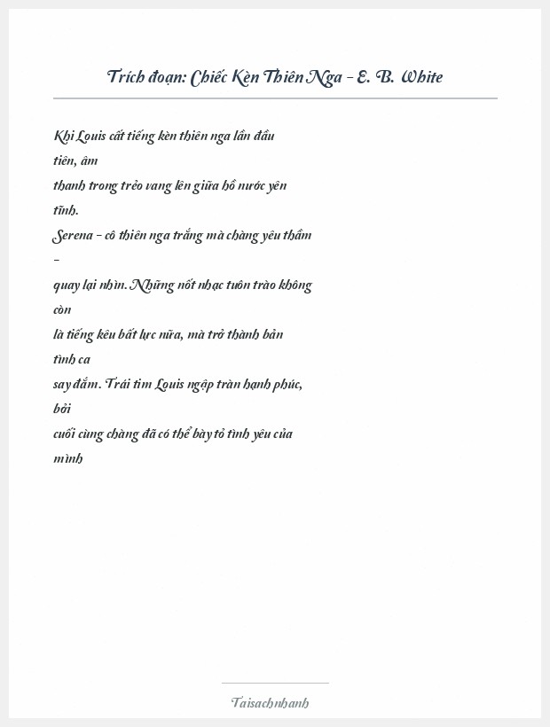 Trích đoạn Chiếc Kèn Thiên Nga - E. B. White