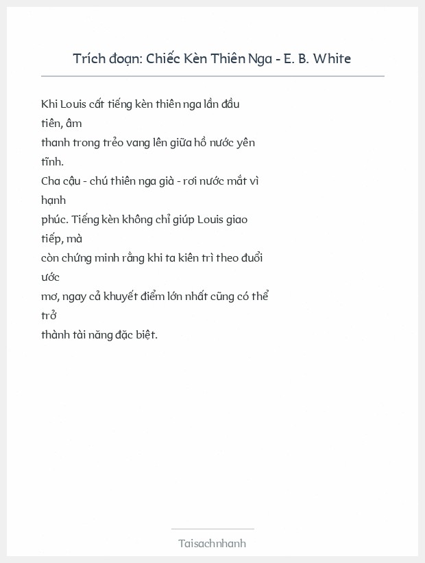 Trích đoạn Chiếc Kèn Thiên Nga - E. B. White