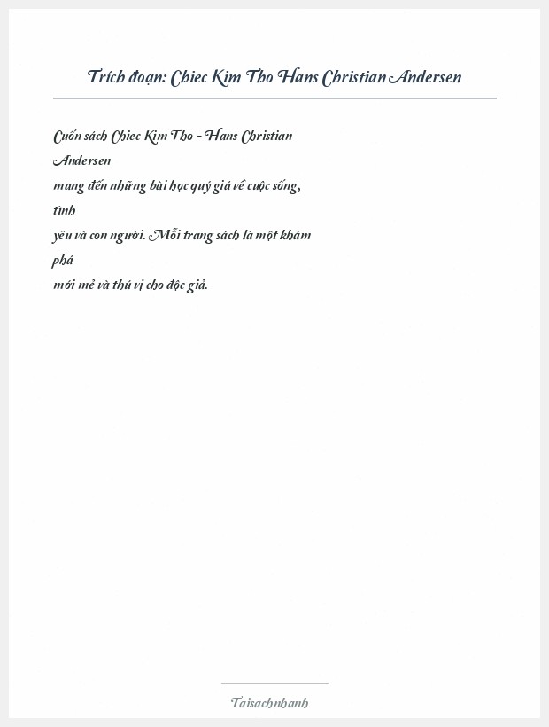 Trích đoạn Chiec Kim Tho Hans Christian Andersen