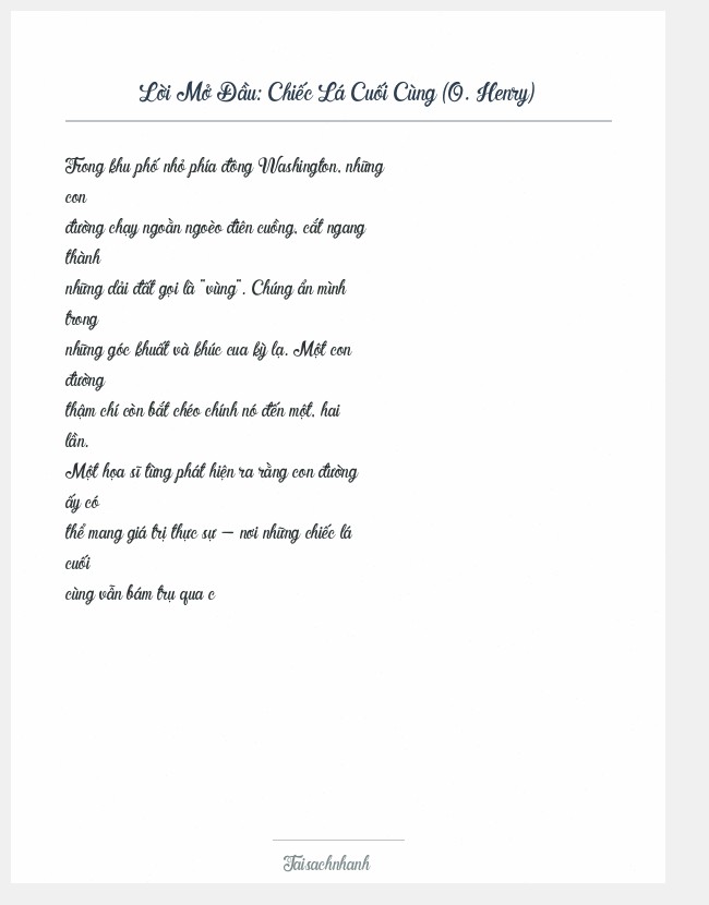 Trích đoạn Chiếc Lá Cuối Cùng (O. Henry)