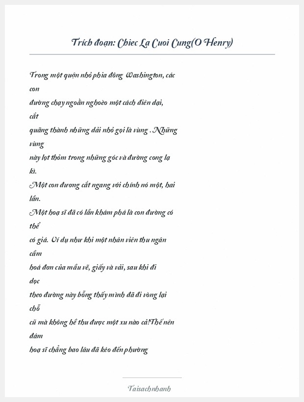 Trích đoạn Chiec La Cuoi Cung(O Henry)