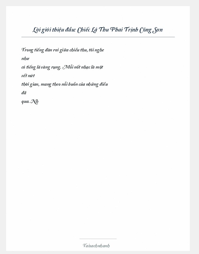 Trích đoạn Chiếc Lá Thu Phai Trịnh Công Sơn