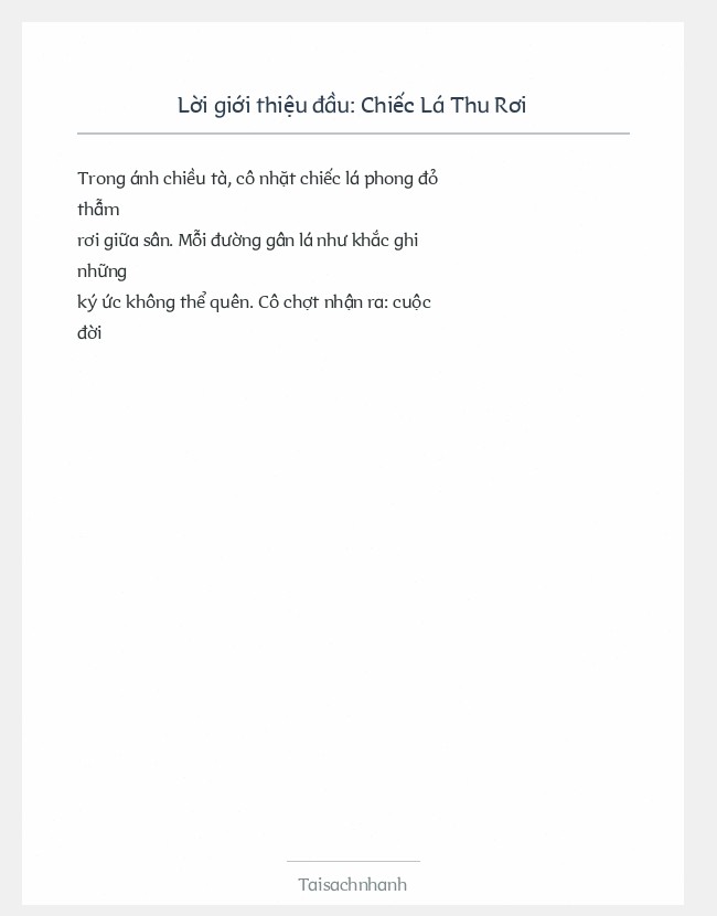 Trích đoạn Chiếc Lá Thu Rơi