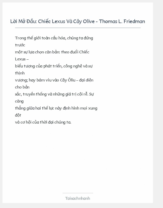 Trích đoạn Chiếc Lexus Và Cây Olive - Thomas L. Friedman