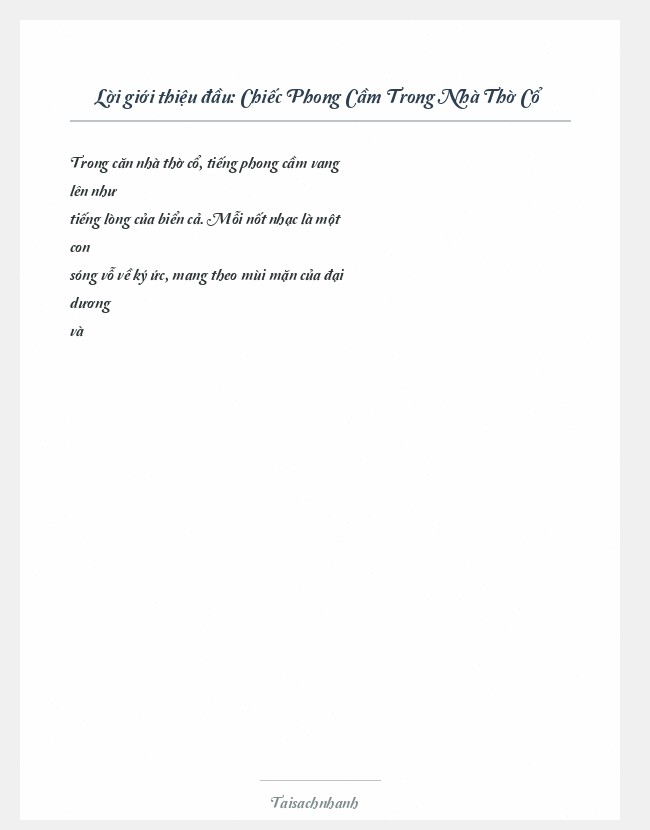 Trích đoạn Chiếc Phong Cầm Trong Nhà Thờ Cổ