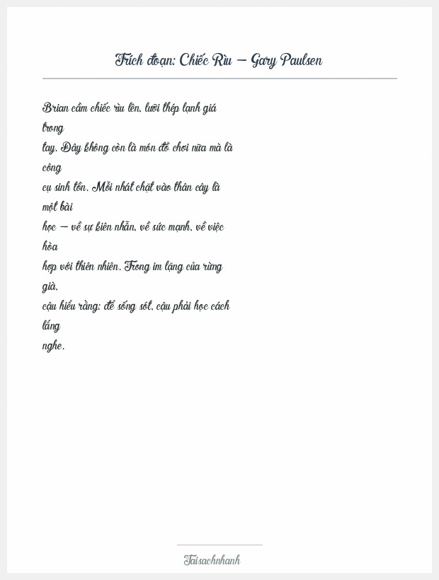 Trích đoạn Chiếc Rìu - Gary Paulsen