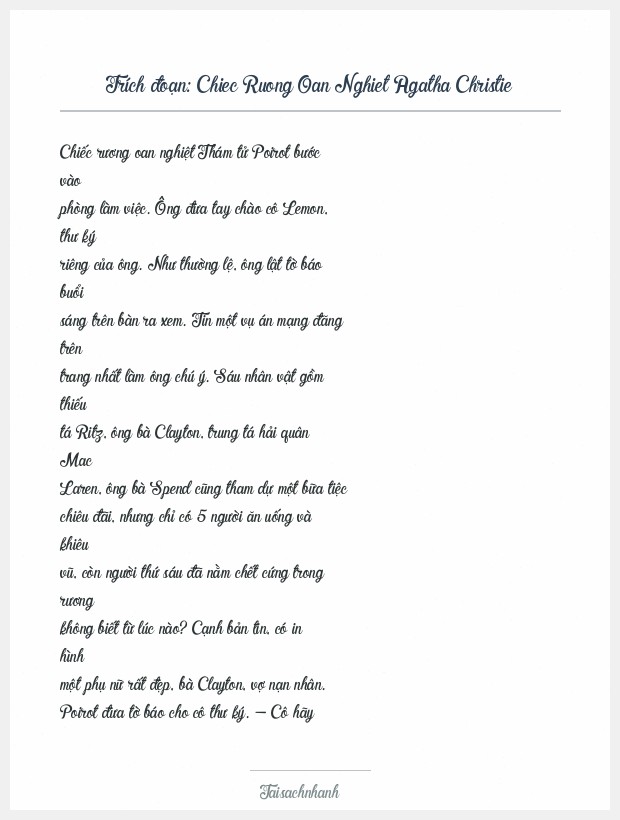 Trích đoạn Chiec Ruong Oan Nghiet Agatha Christie