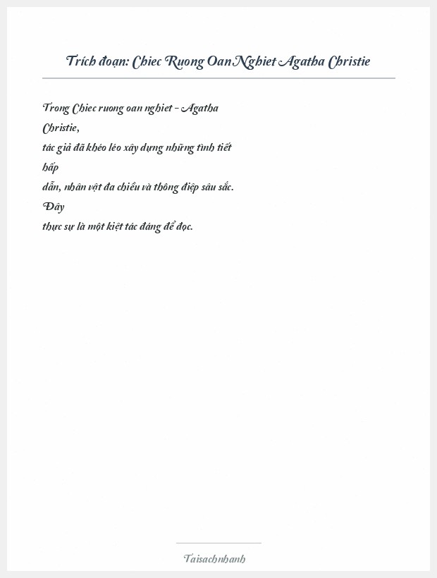 Trích đoạn Chiec Ruong Oan Nghiet Agatha Christie