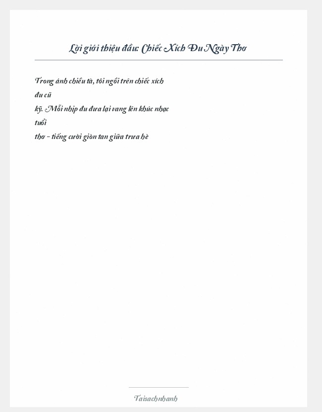 Trích đoạn Chiếc Xích Đu Ngày Thơ