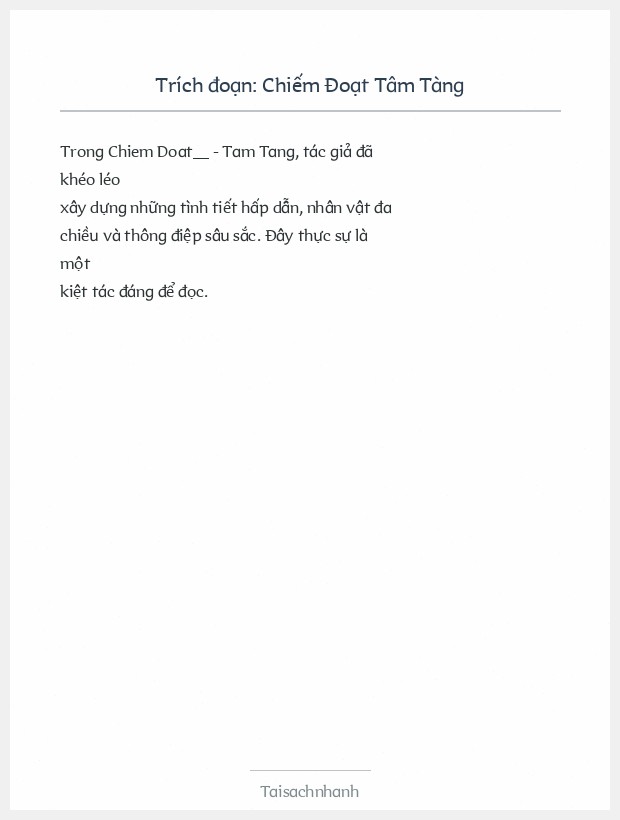 Trích đoạn Chiếm Đoạt Tâm Tàng