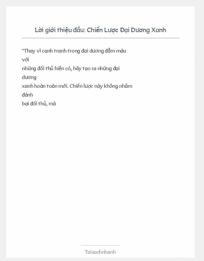 Trích đoạn Chiến Lược Đại Dương Xanh
