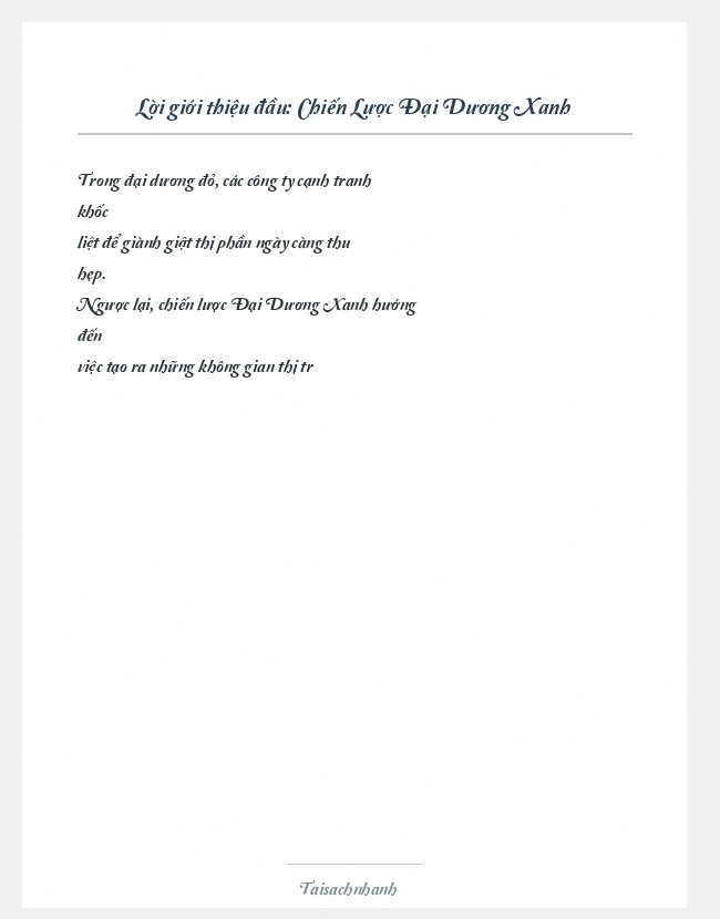 Trích đoạn Chiến Lược Đại Dương Xanh