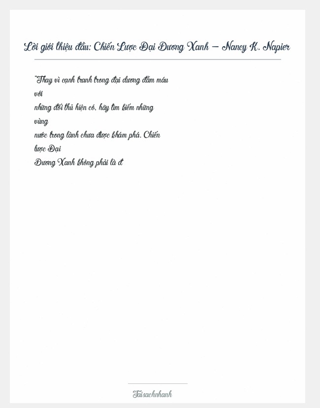 Trích đoạn Chiến Lược Đại Dương Xanh - Nancy K. Napier