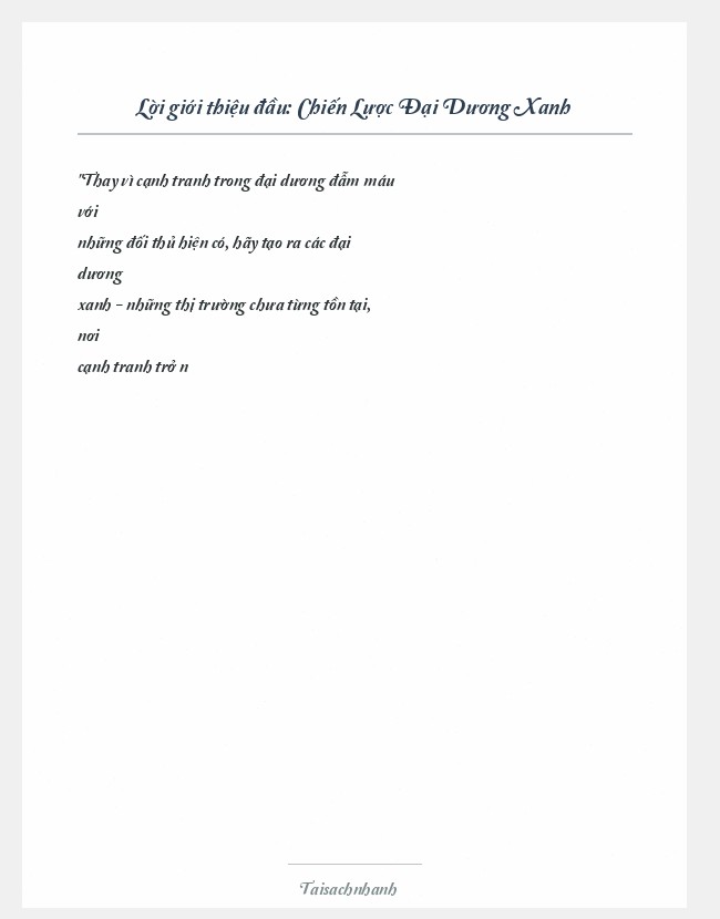 Trích đoạn Chiến Lược Đại Dương Xanh