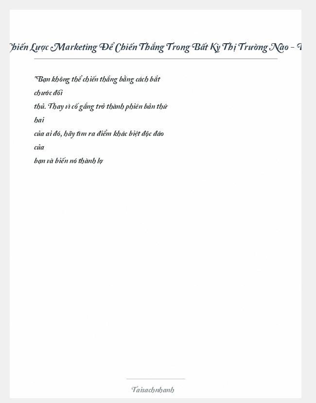 Trích đoạn Chiến Lược Marketing Để Chiến Thắng Trong Bất Kỳ Thị Trường Nào - Dan S.Kennedy (K