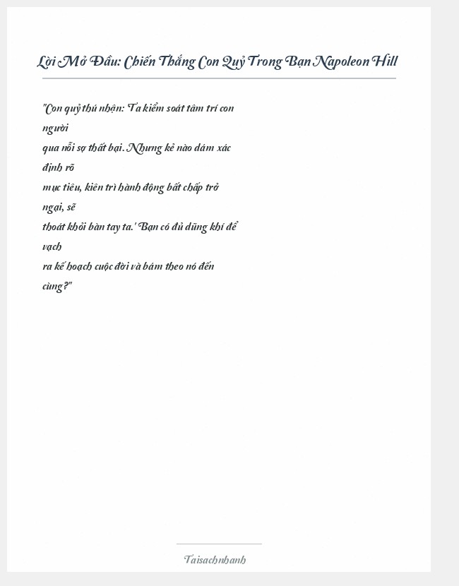 Trích đoạn Chiến Thắng Con Quỷ Trong Bạn Napoleon Hill