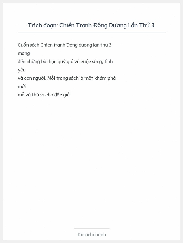 Trích đoạn Chiến Tranh Đông Dương Lần Thứ 3