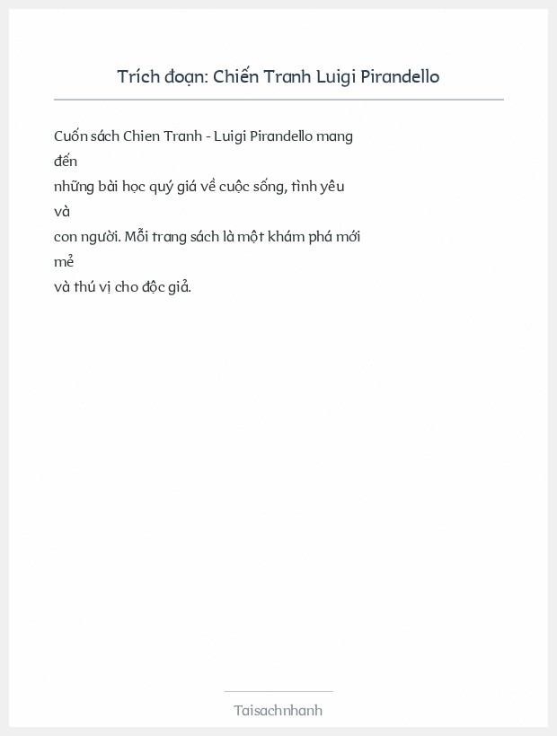 Trích đoạn Chiến Tranh Luigi Pirandello