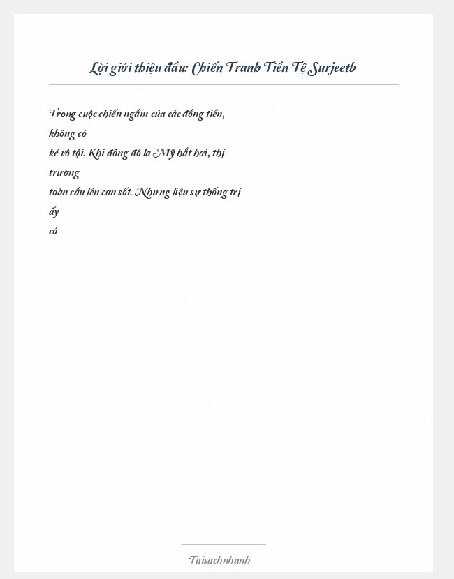 Trích đoạn Chiến Tranh Tiền Tệ Surjeetb