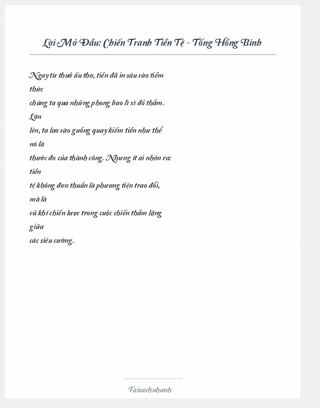 Trích đoạn Chiến Tranh Tiền Tệ - Tống Hồng Binh