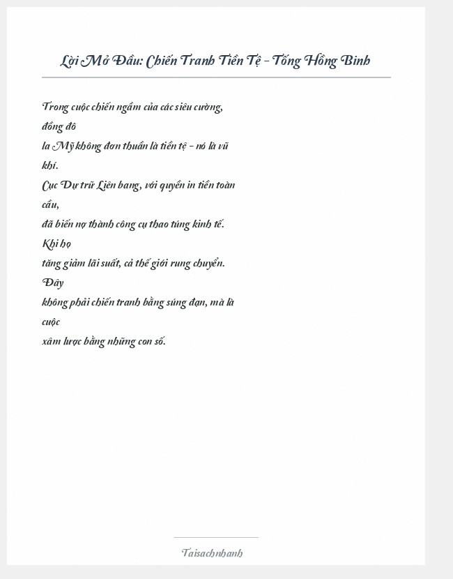 Trích đoạn Chiến Tranh Tiền Tệ - Tống Hồng Binh