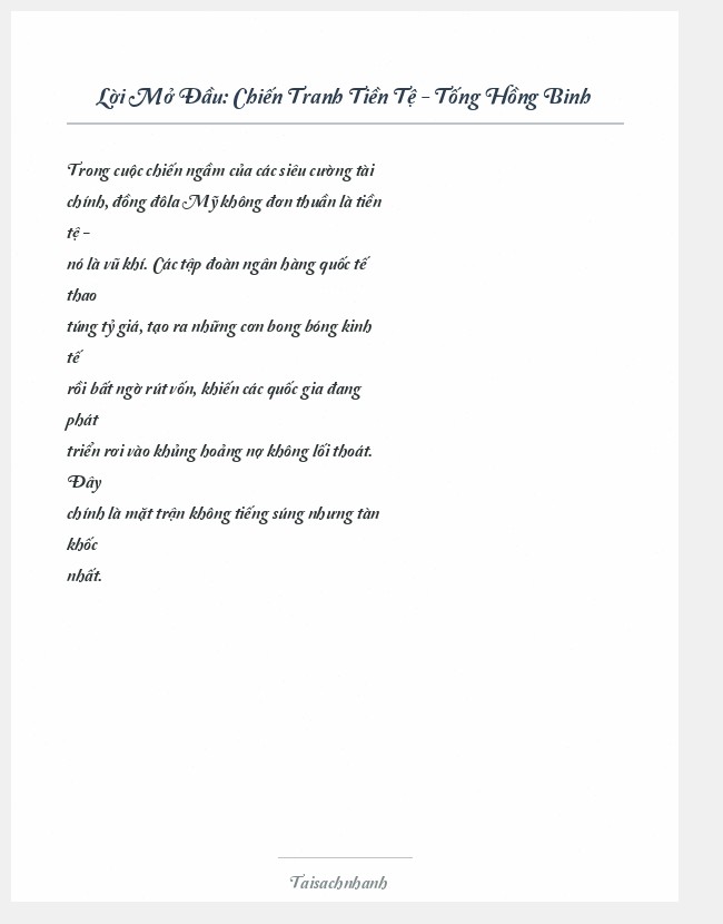 Trích đoạn Chiến Tranh Tiền Tệ - Tống Hồng Binh