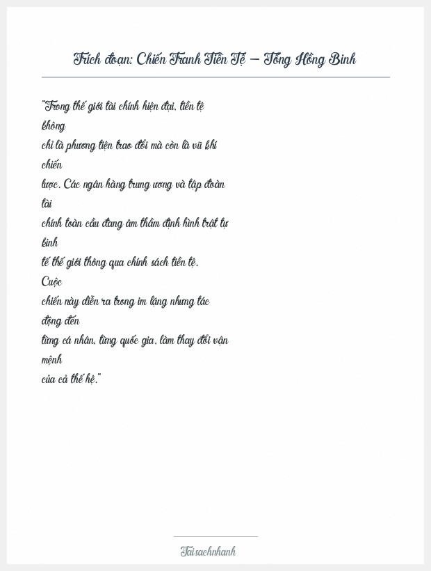 Trích đoạn Chiến Tranh Tiền Tệ - Tống Hồng Binh