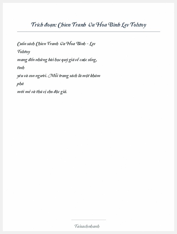Trích đoạn Chien Tranh Va Hoa Binh Lev Tolstoy