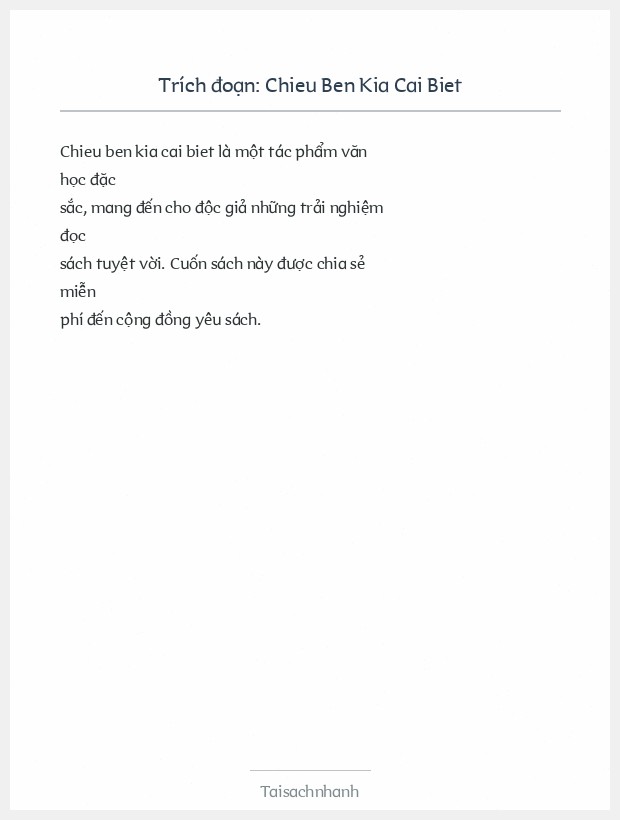 Trích đoạn Chieu Ben Kia Cai Biet