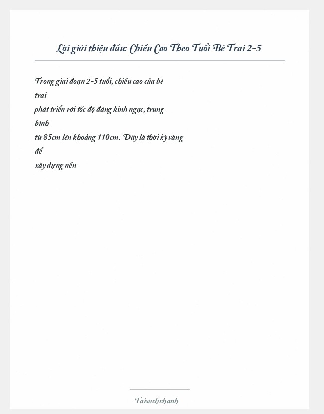 Trích đoạn Chiều Cao Theo Tuổi Bé Trai 2-5
