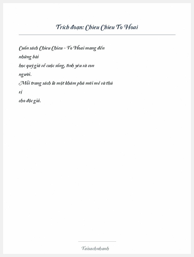 Trích đoạn Chieu Chieu To Hoai