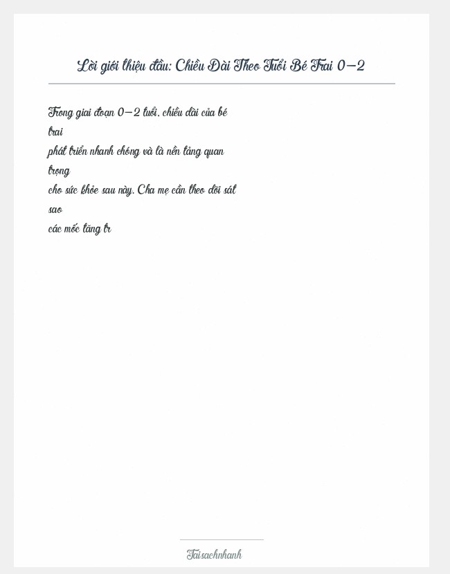 Trích đoạn Chiều Dài Theo Tuổi Bé Trai 0-2