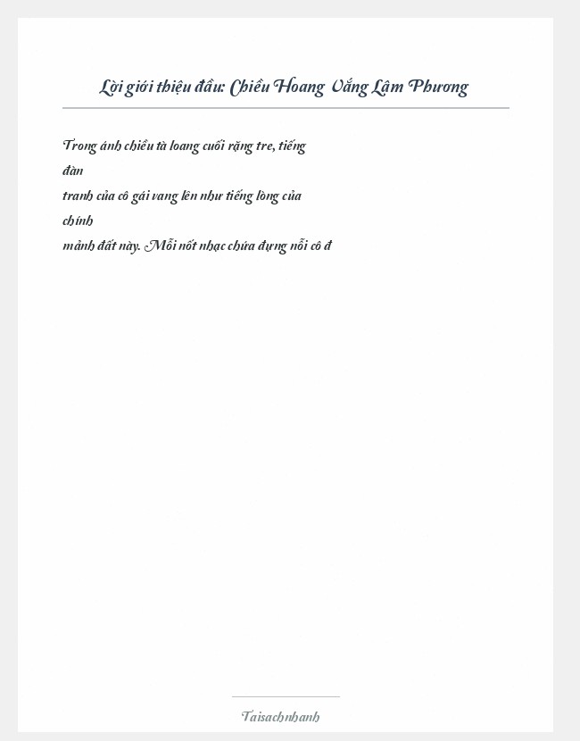 Trích đoạn Chiều Hoang Vắng Lâm Phương