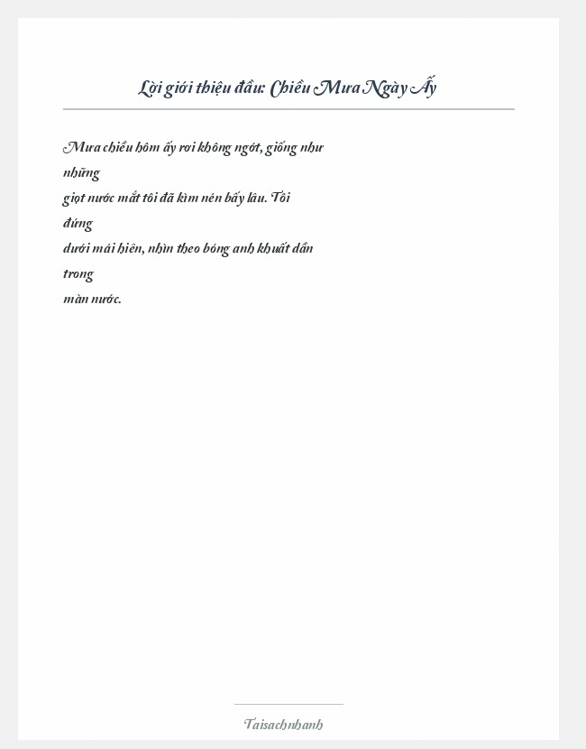 Trích đoạn Chiều Mưa Ngày Ấy