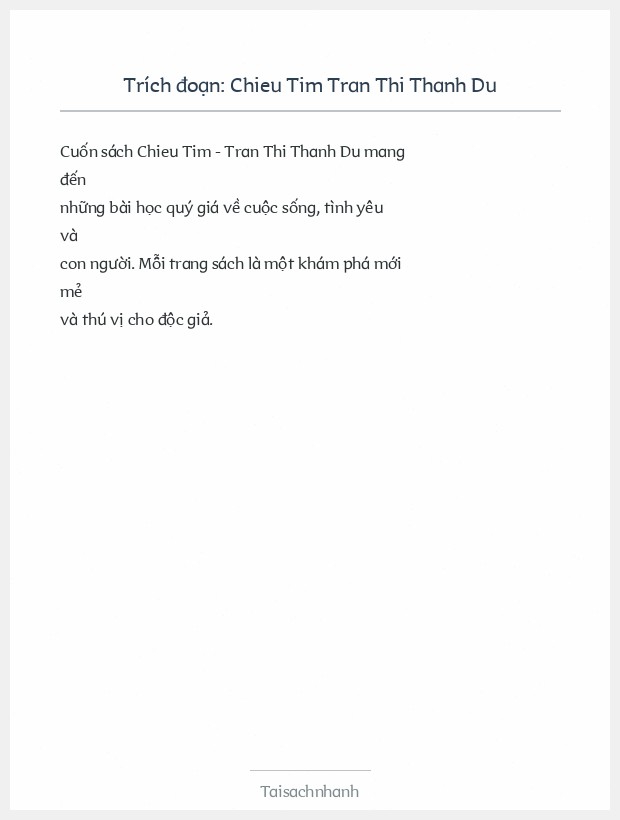 Trích đoạn Chieu Tim Tran Thi Thanh Du
