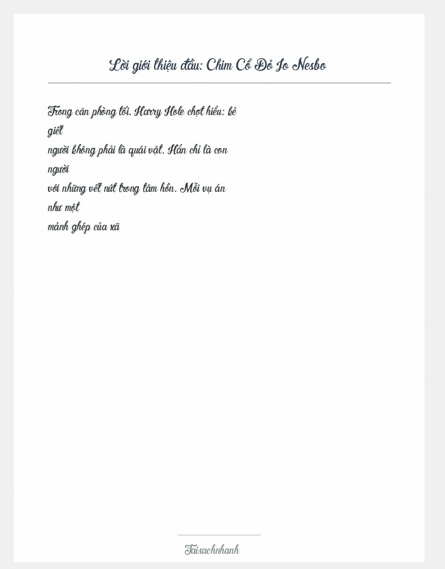 Trích đoạn Chim Cổ Đỏ Jo Nesbo