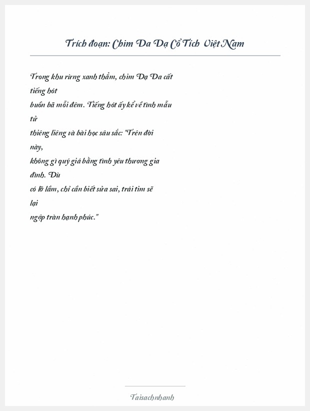 Trích đoạn Chim Da Dạ Cổ Tích Việt Nam