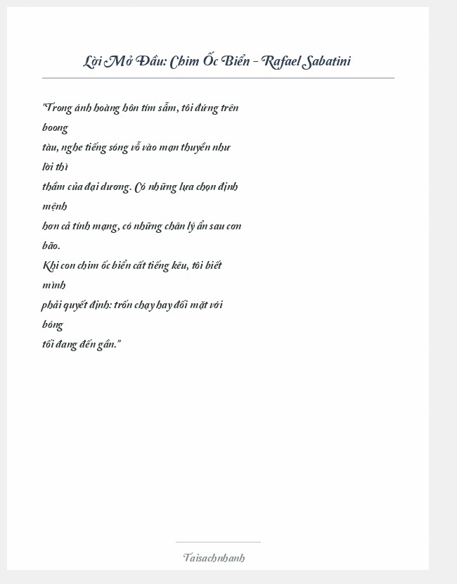Trích đoạn Chim Ốc Biển - Rafael Sabatini