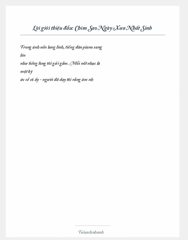 Trích đoạn Chim Sao Ngày Xưa Nhất Sinh