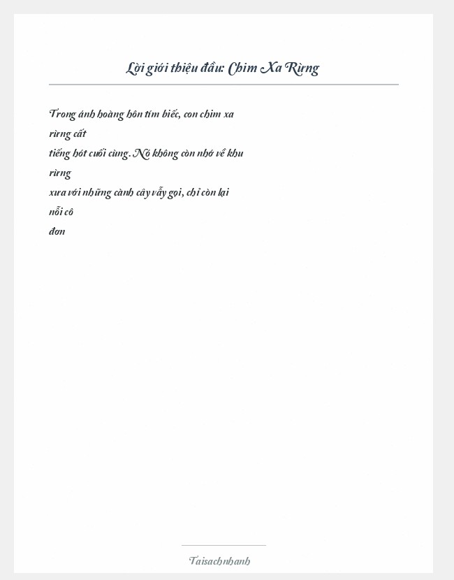 Trích đoạn Chim Xa Rừng