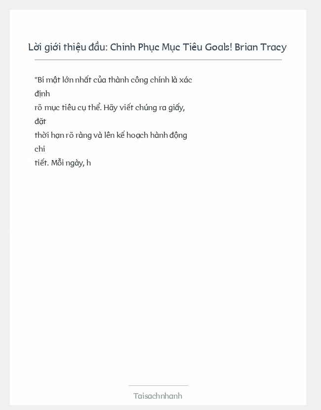 Trích đoạn Chinh Phục Mục Tiêu Goals! Brian Tracy
