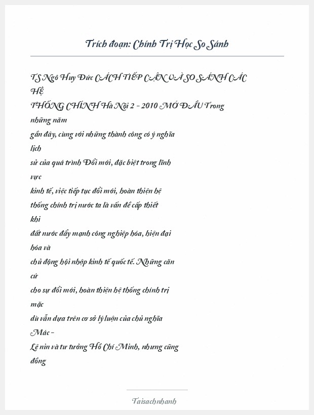 Trích đoạn Chính Trị Học So Sánh